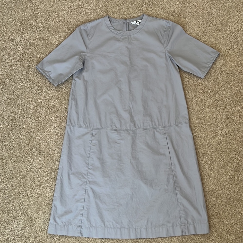 Uniqlo Gray Drop Waist Short Sleeve Dress